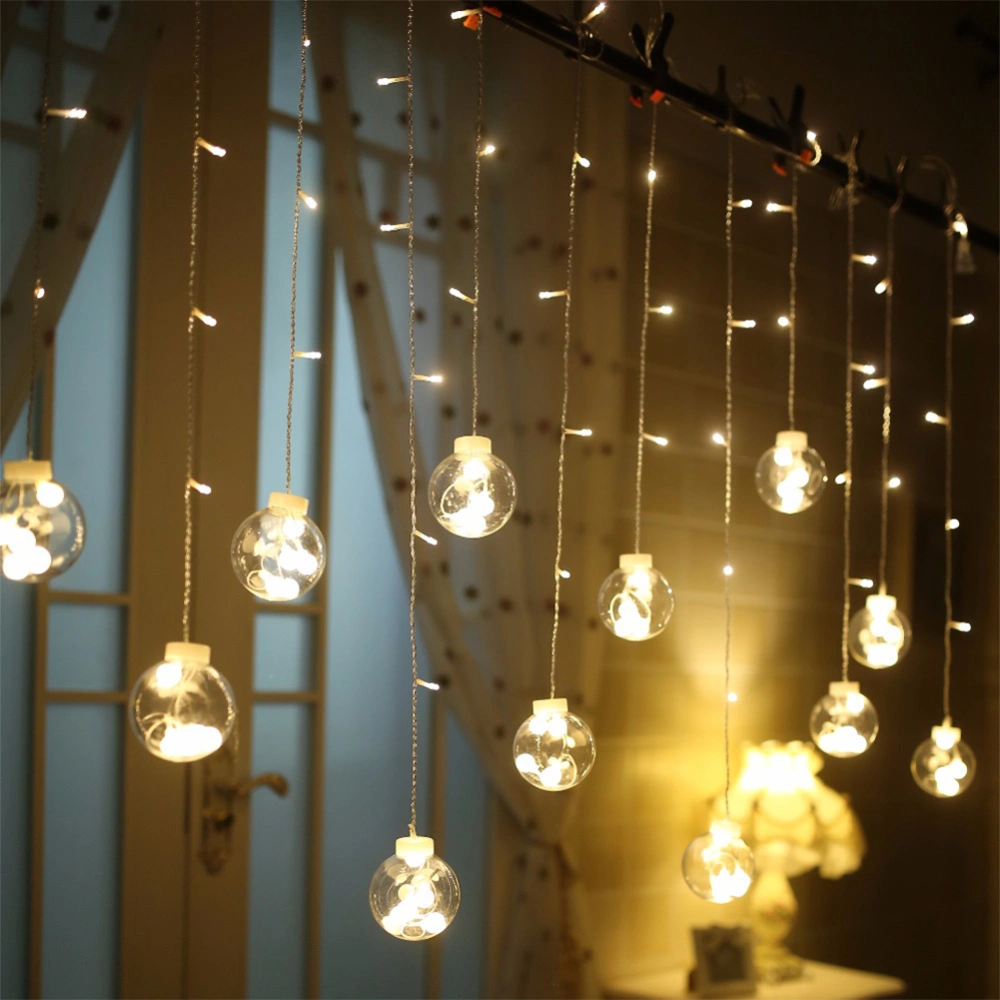 LED String Lights Curtain Lights Socket Powered Christmas Wedding Party Decoration with Warm White Balls