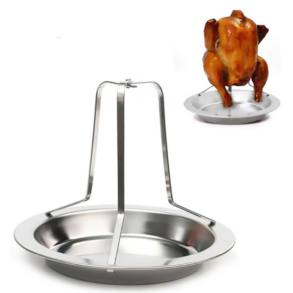 Professional Stainless Steel Chicken Roaster Rack Holder Non Stick BBQ Rack Grid Roasted Chicken Plate for Camping Dinner