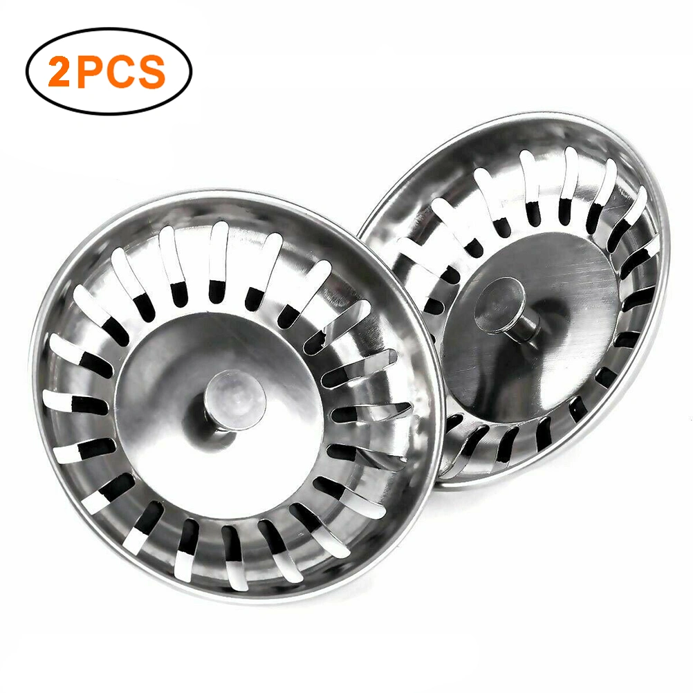 2PCS Stainless Stee Kitchen Sink Stopper Sink Strainer Durable Antifouling Sink Filter Kitchen Drain Stopper