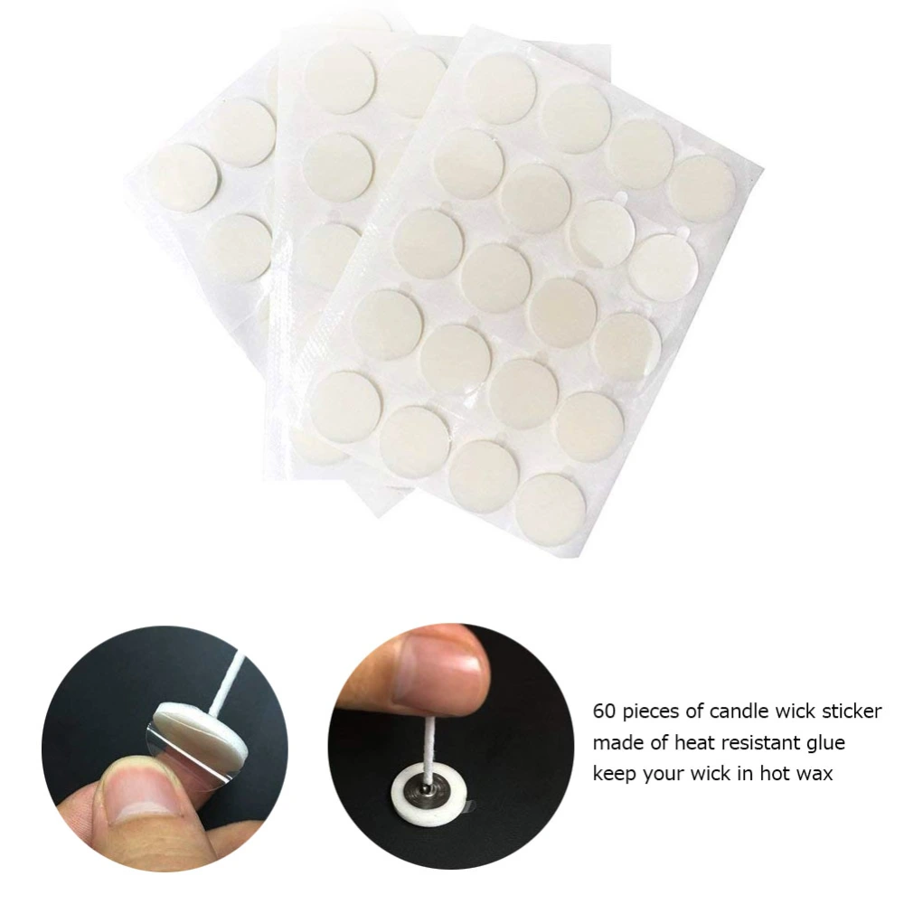 60Pcs Candle Wick Stickers 20mm Heat Resistance Double Sided Foam Adhesive Glue Fixed Stickers