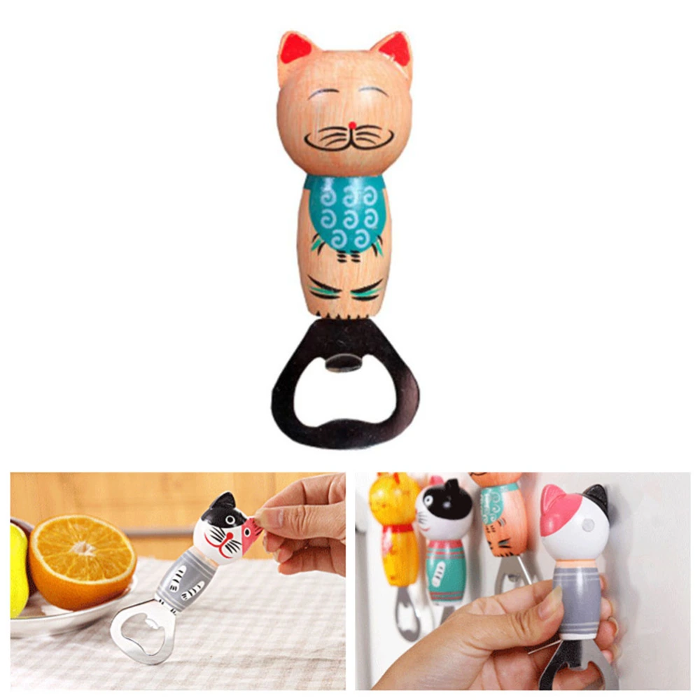 Cat Shaped Magnet Opener Cartoon Bottle Opener Magnetic Refrigerator Sticker