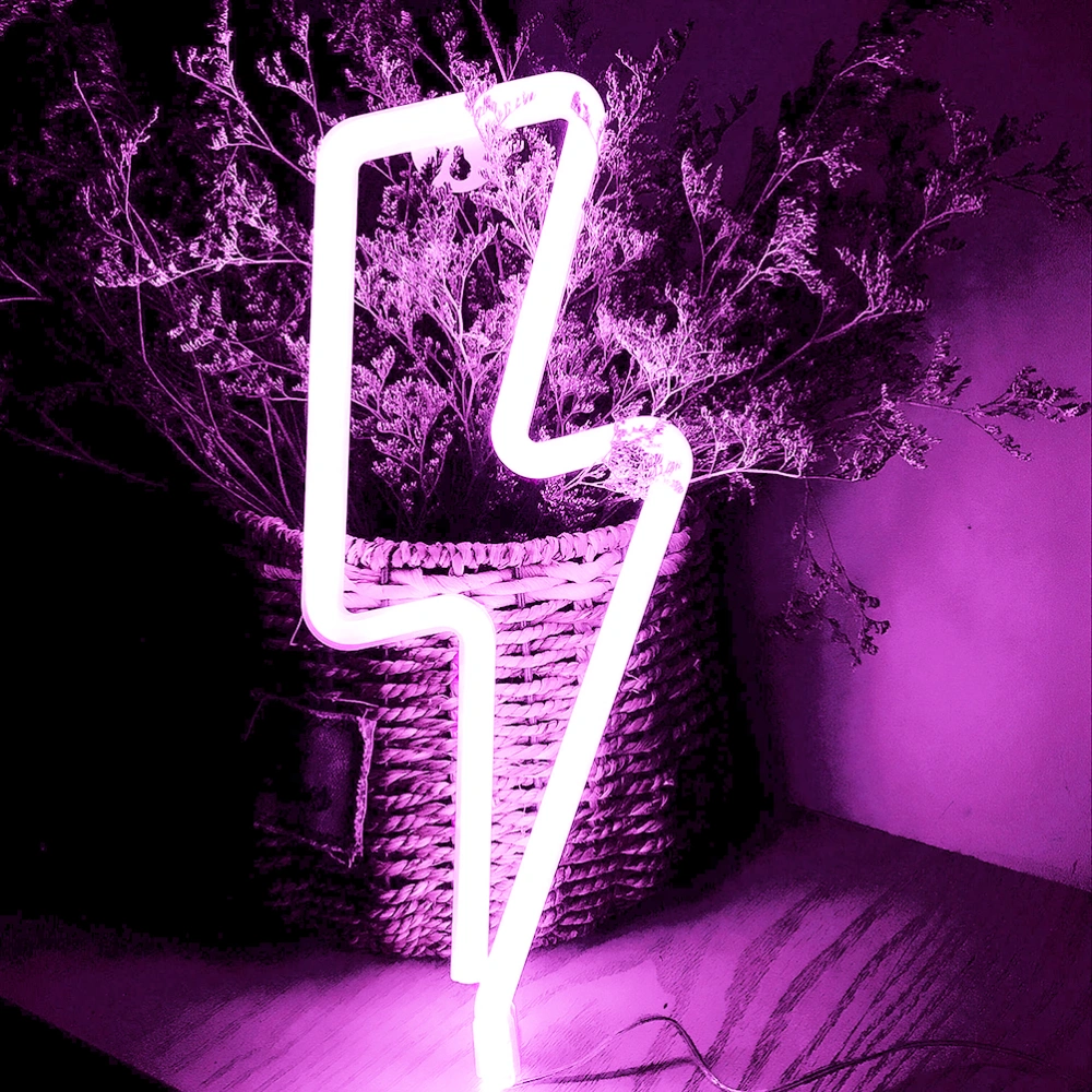 LED Neon Light Lightning Neon Sign Wall Light Battery and USB Operated Neon Lights for Home Party Christmas