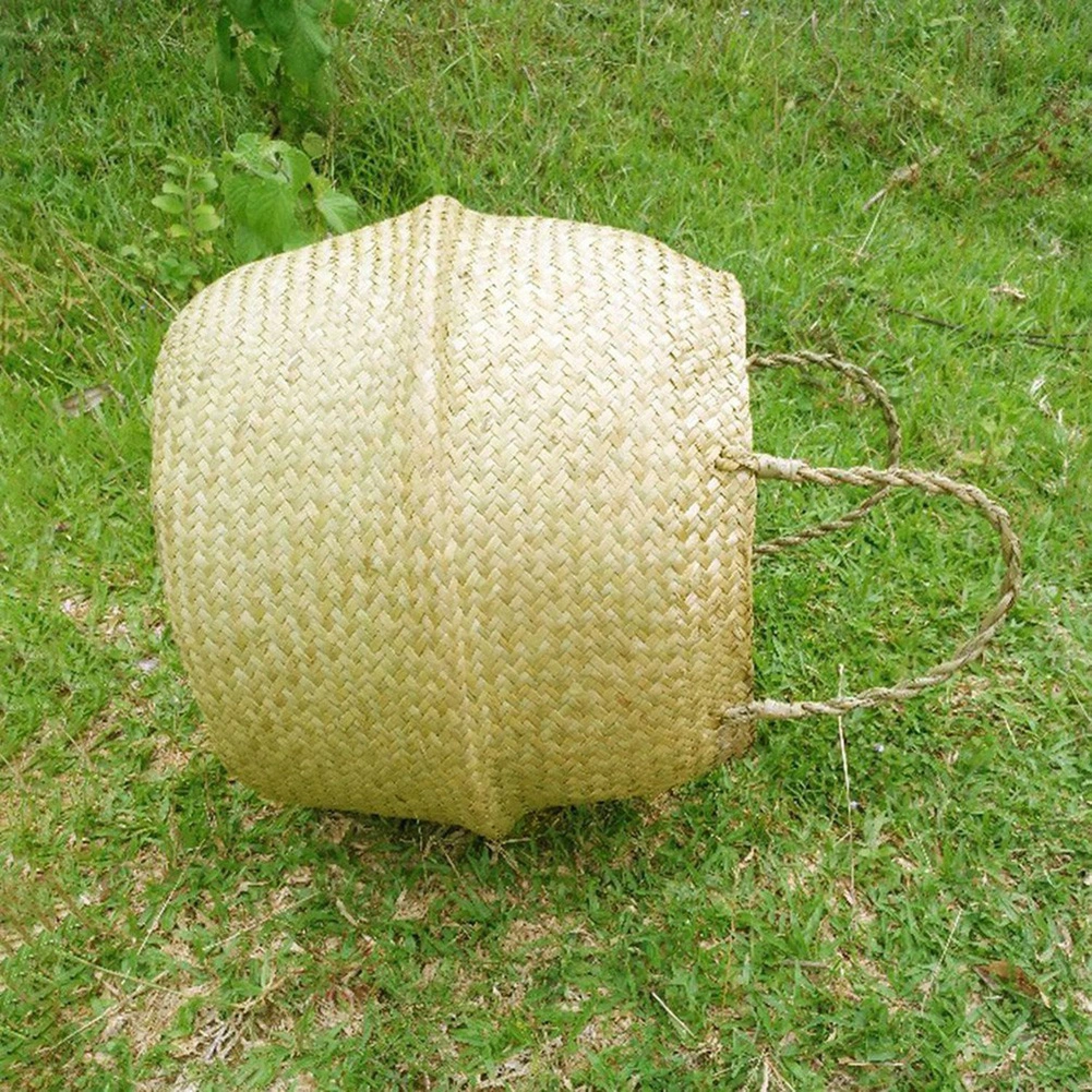 Woven Flower Basket Seagrass Braided Flower Pot Woven Basket Desktop Storage Plant Basket