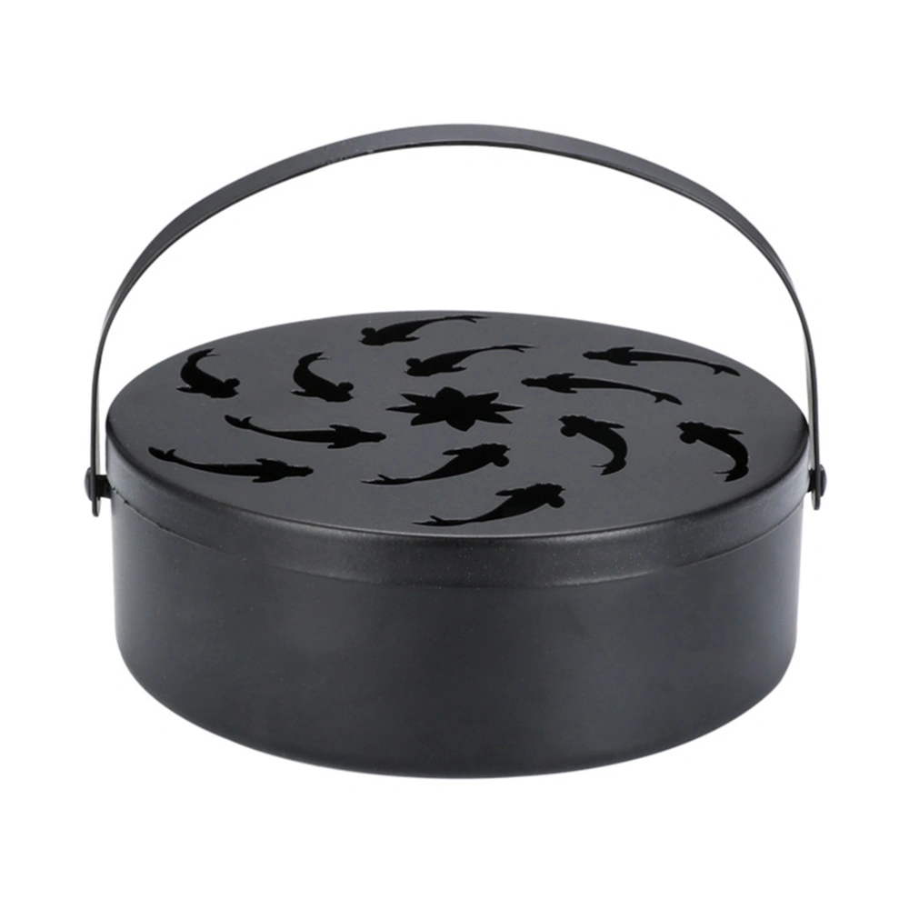 Iron Mosquito Coil Holder Hollow Mosquito Coil Box Round Incense with Handle