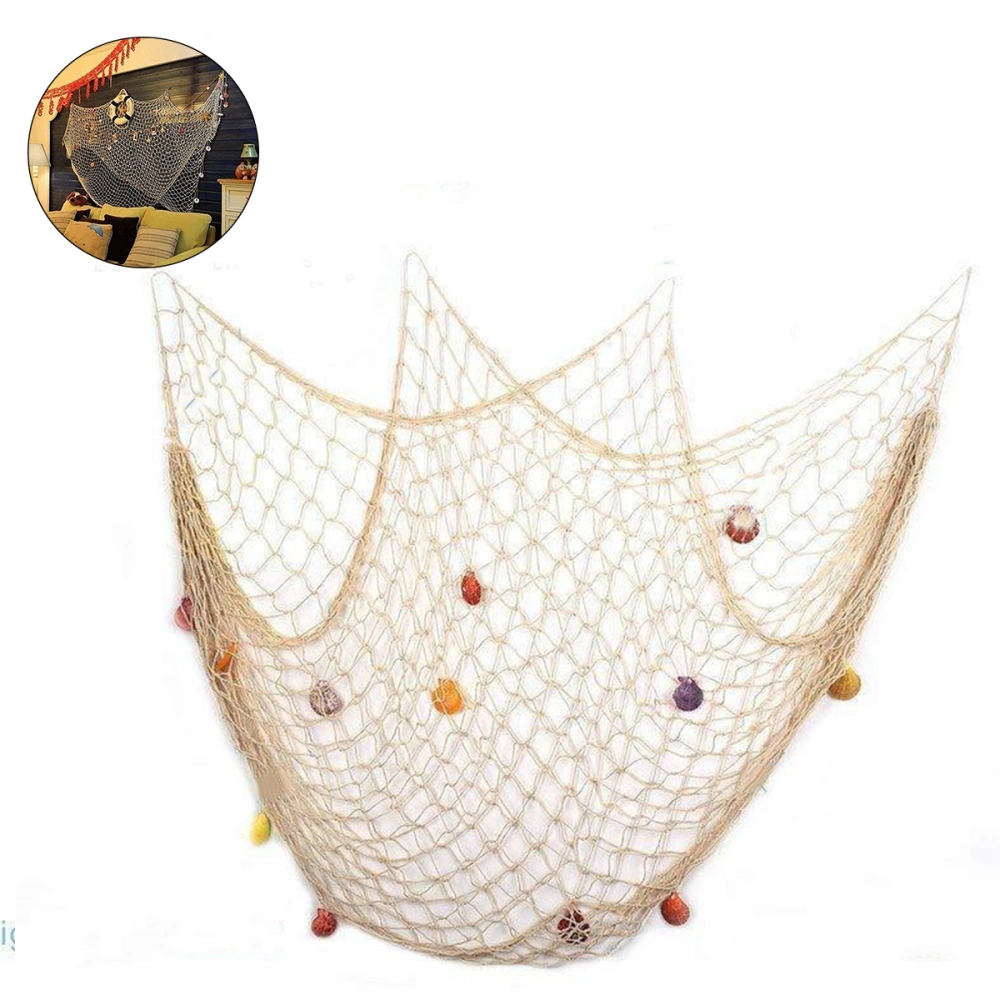 Mediterranean Style Fish Net with Shells Decoration Retro Photography Props Fish Net Wall Decor