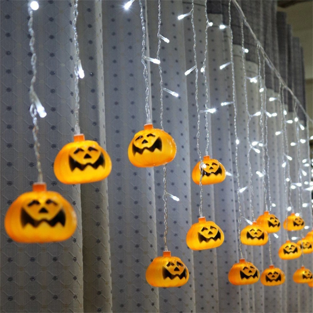 3.5M Halloween Pumpkin 96LED String Lights Orange Pumpkin LED Curtain String Lights for Christmas Outdoor Garden Decor