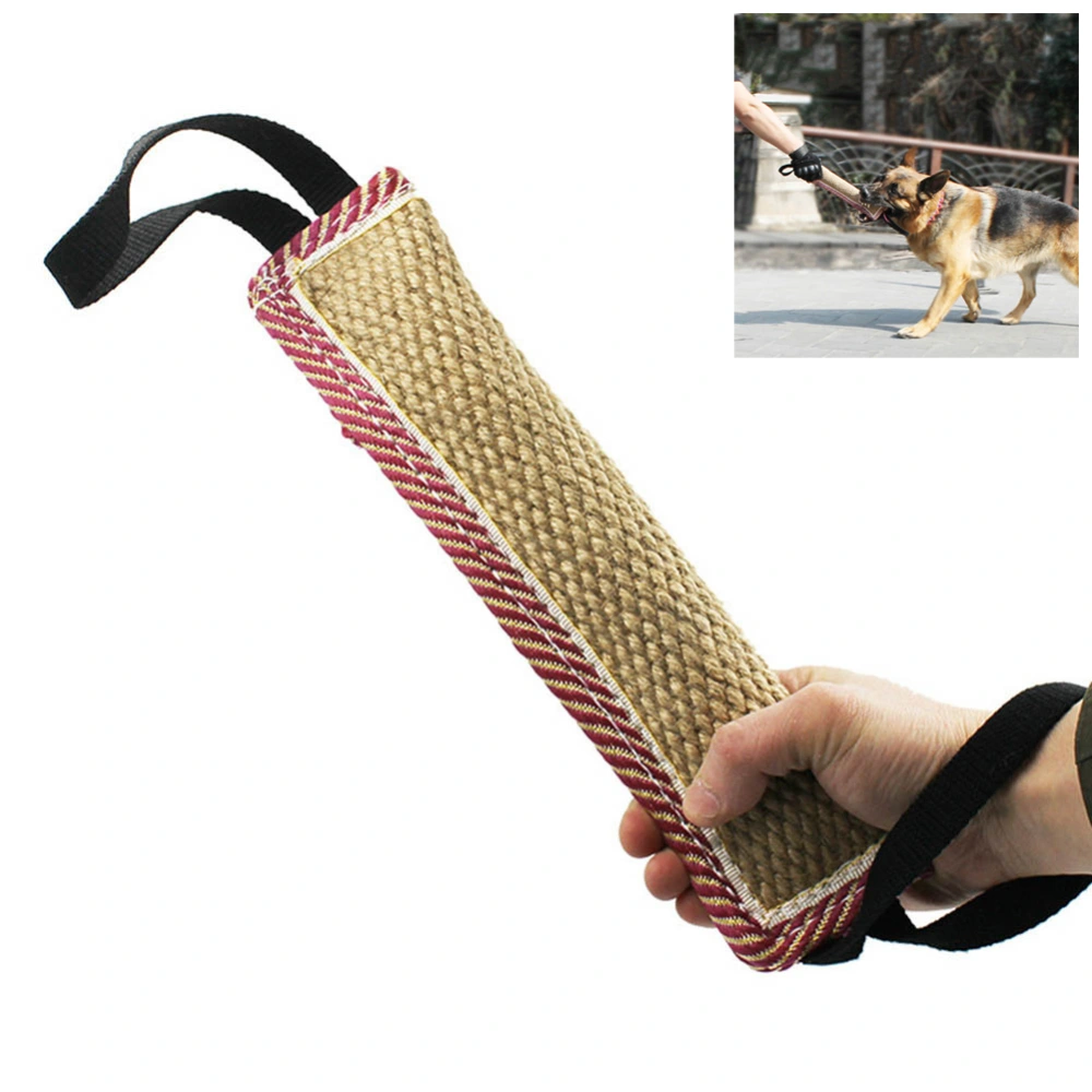 1PC Natural Coarse Hemp Dog Bite Toy with 2 Handles Dog Training Toy