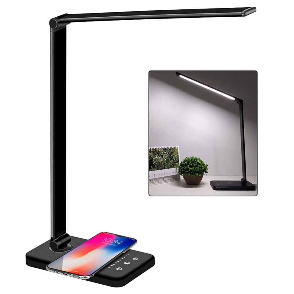 LED Wireless Desk Lamp USB Charging 5 Lighting Modes Stepless Dimming Angle Adjustable Eye Caring Lamp for Work Home Office