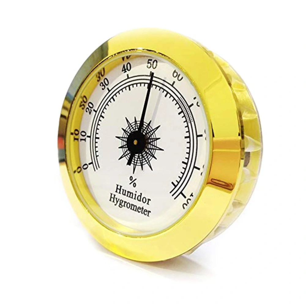 1pc Round Analog Hygrometer For Humidors Gold For Guitar Violin Cigar Tobacco Box