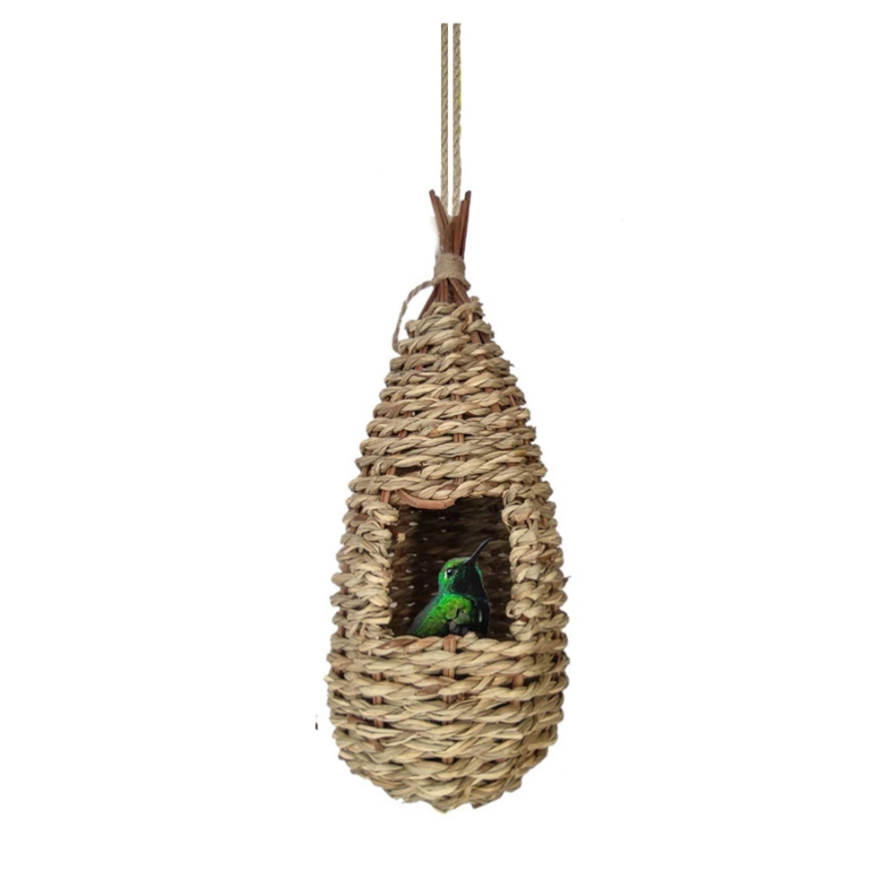 Humming Bird Houses for Outside Hanging Natural Grass Hanging Bird Hut Hand Woven Hummingbird Nest