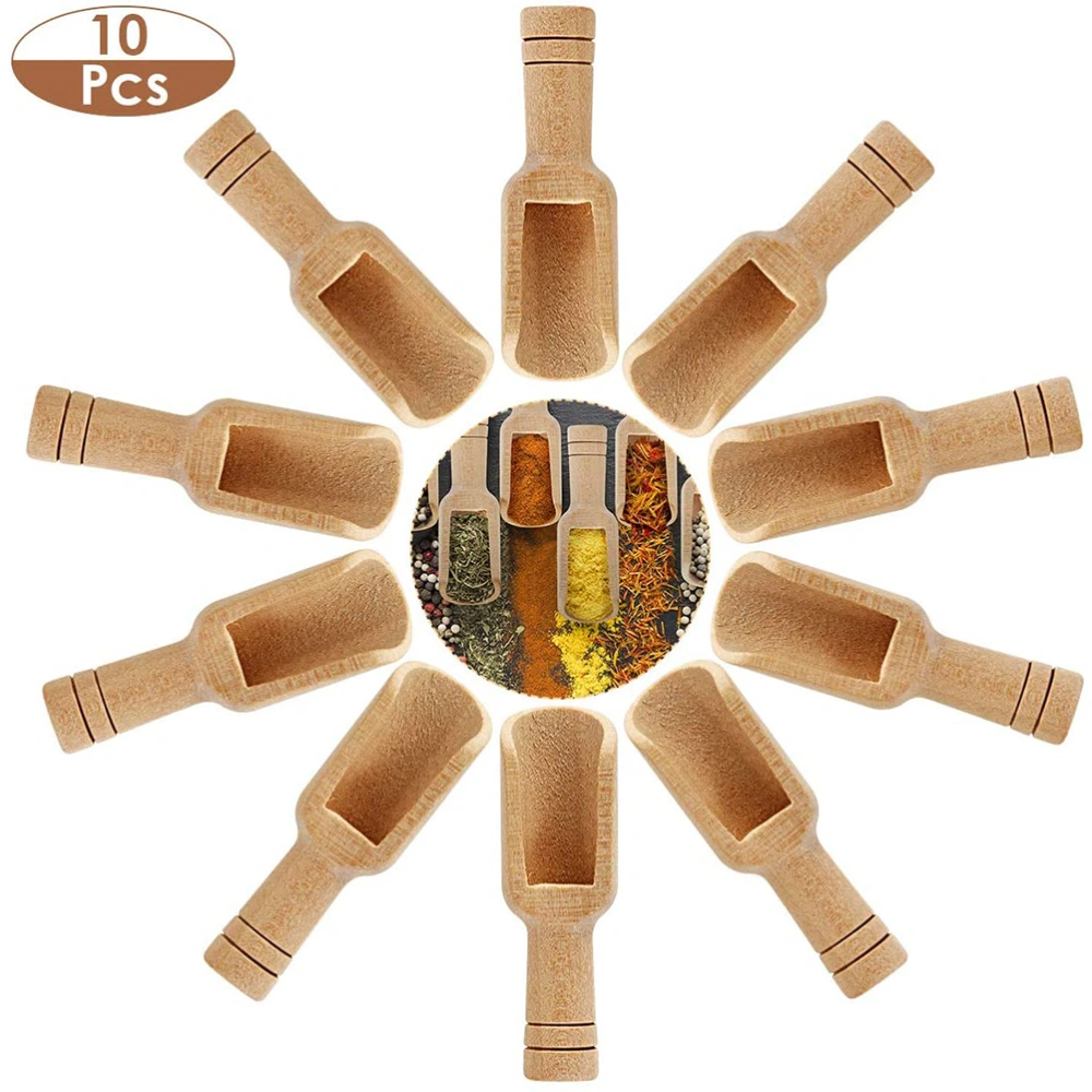 10 pcs Wooden Spoons Coffee Tea Scoops Mini Candy Bath Salt Spices Flavors Spoons Tableware