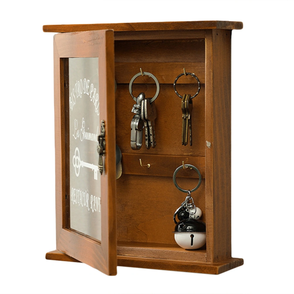 Key Organizer Wooden Key Cabinet Wall Box Beautiful Durable Retro Acrylic Door Key Storage Box