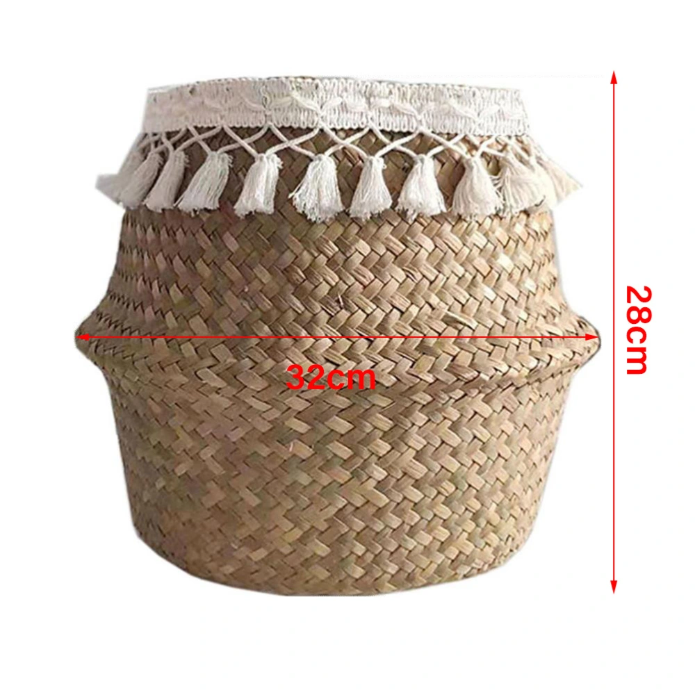 Natural Woven Straw Basket Foldable Woven Storage Basket Plant Straw Basket