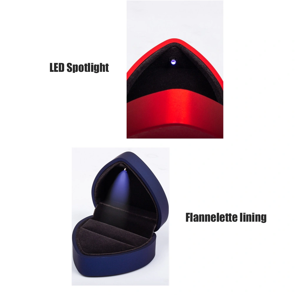 Heart Shaped Ring Box with LED Light Display Storage Jewelry Box Ring Bag Birthday Gift