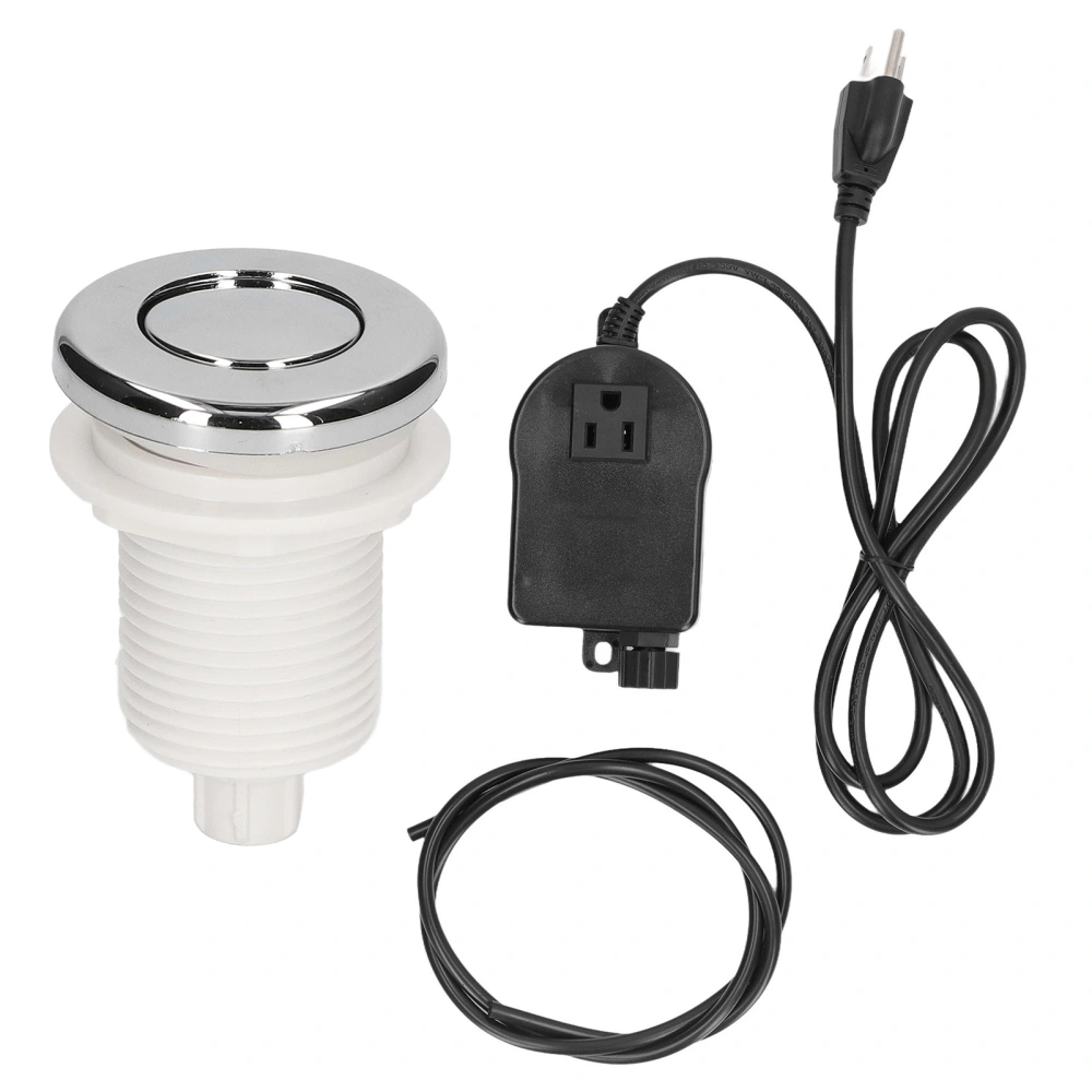 Air Switch Kit ABS Button Sink Top Bathtub Air Switch with Socket for Garbage Disposal US 125V 32mm