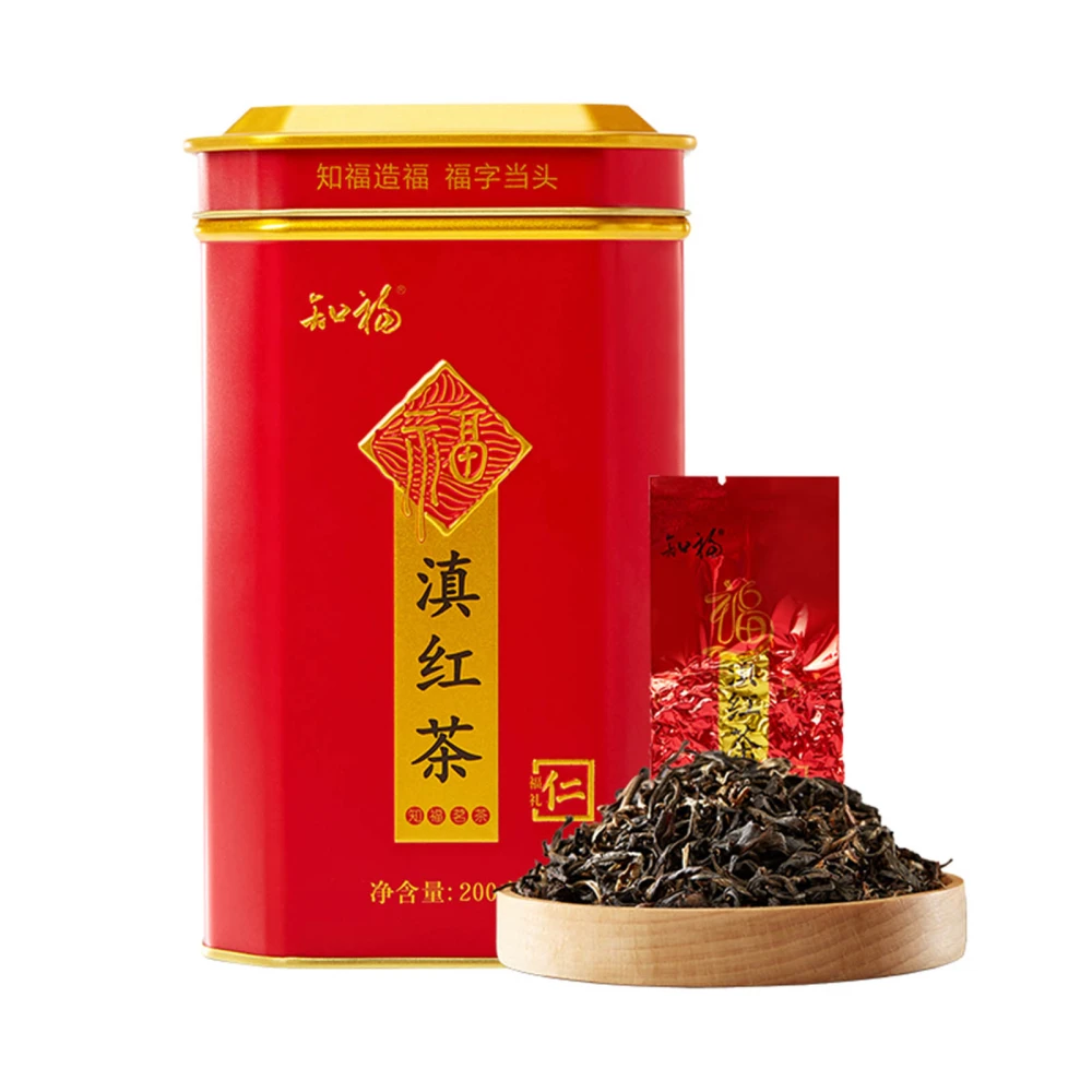 200g Yunnan Dian Tea Chinese Black Tea Canned Moistureproof for Morning Afternoon Party Pre Dinner