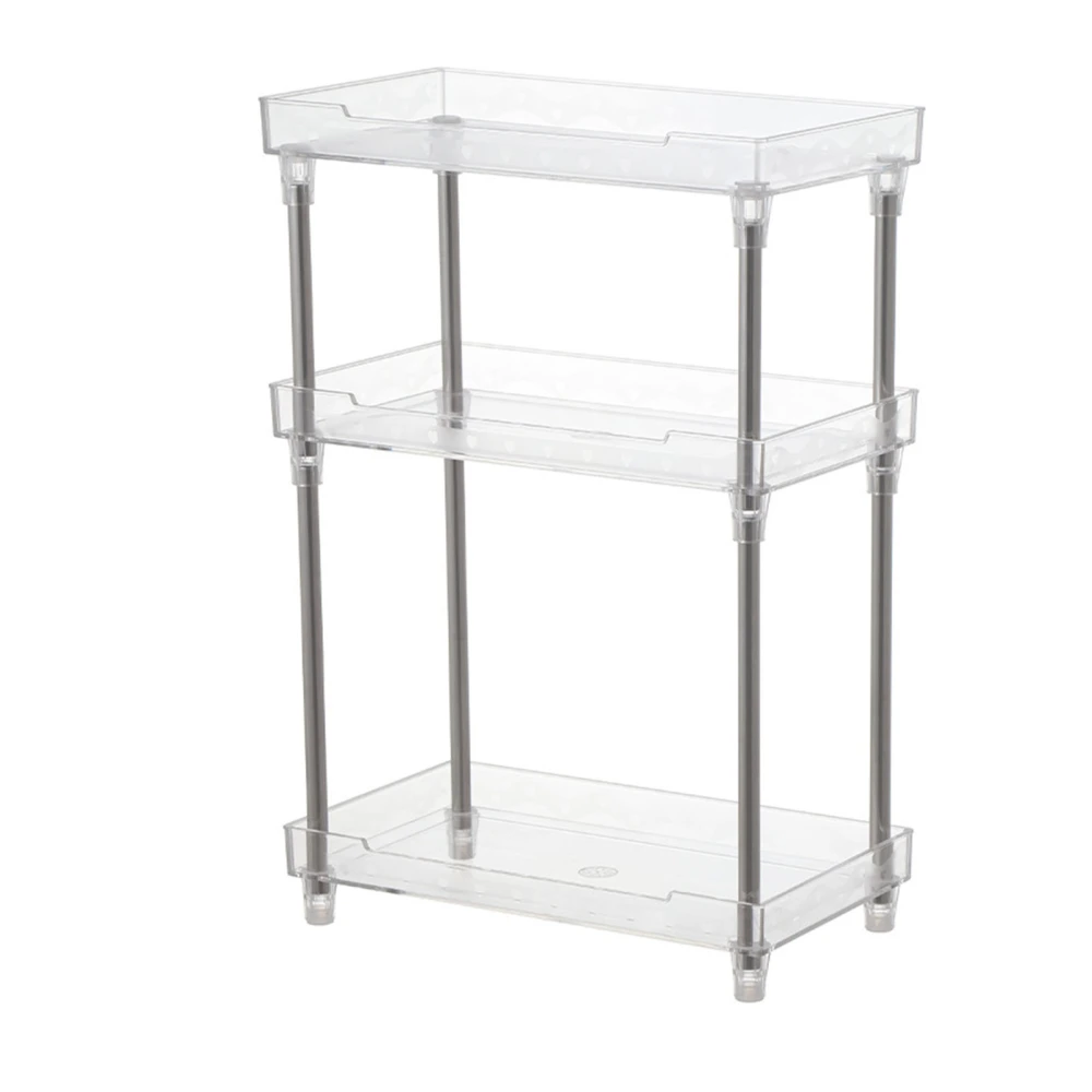 Makeup Organizer Rack Detachable Cosmetic Storage Shelf with Clear Acrylic Tray for Toiletries Bathroom Bedroom 3 Tiers