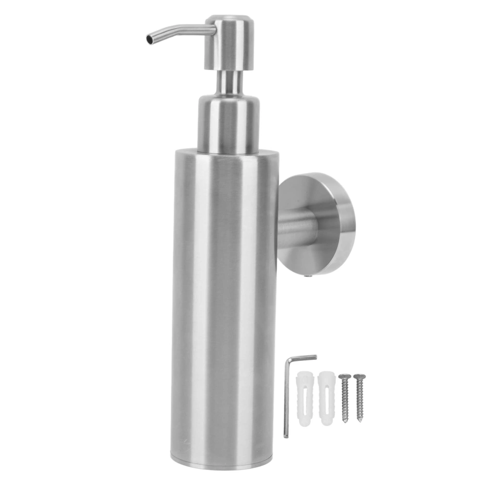 304 Stainless Steel Soap Dispenser Rustproof Refillable Soap Dispenser Soap Pump Bottle for Kitchen Bathroom Wall Mounted, Round