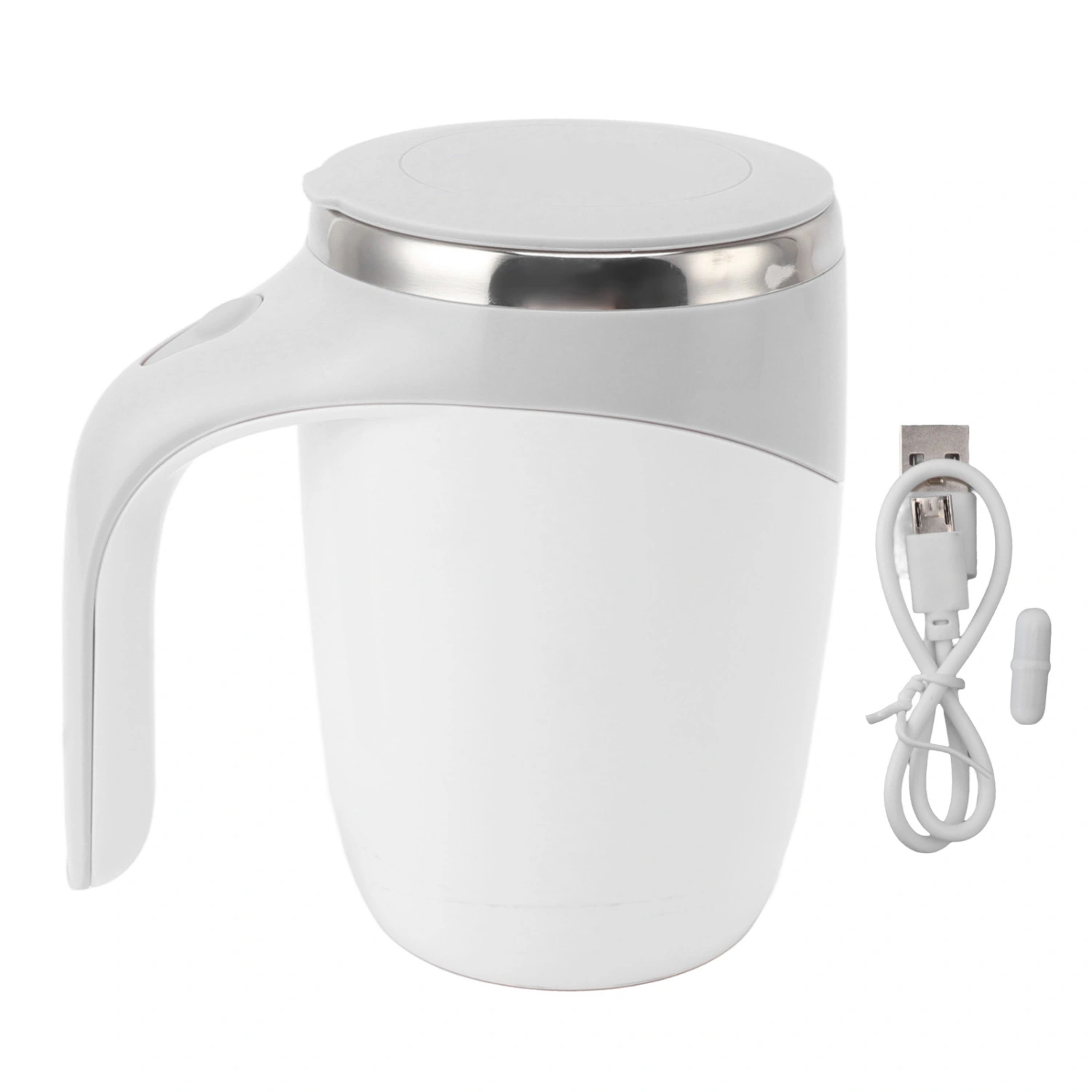 Automatic Magnetic Stirring Coffee Mug Battery Powered Self Stirring Cup Electric Mixing Cup with Stainless Steel Liner White