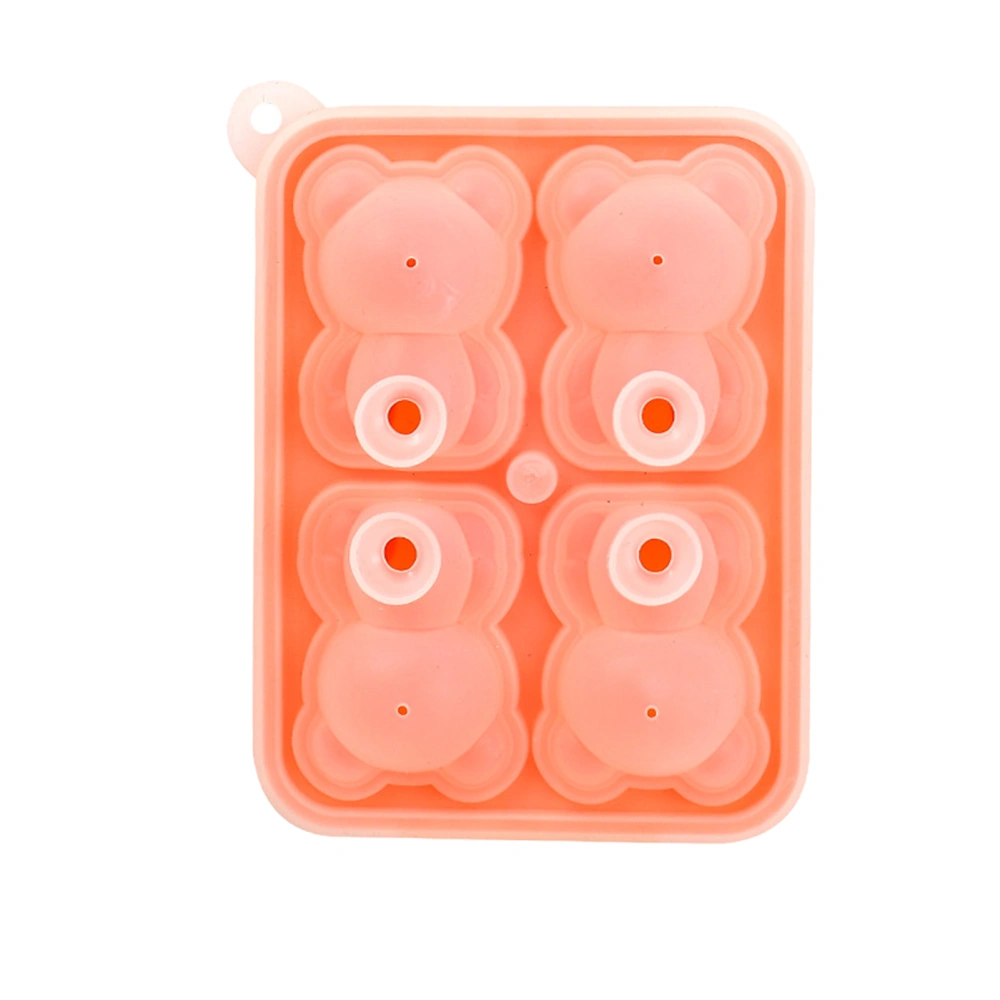 Little Bear Shape Ice Mold 4 Grids Silicone Ice Block Mould for Making Ice Cream Cake Candle Pink