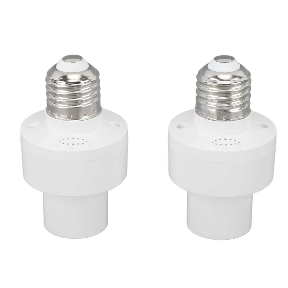 2PCS Smart Light Bulb Socket Wireless Control Lamp Holder Voice Control with E27 Screw Port Smart Life 100V‑250V White