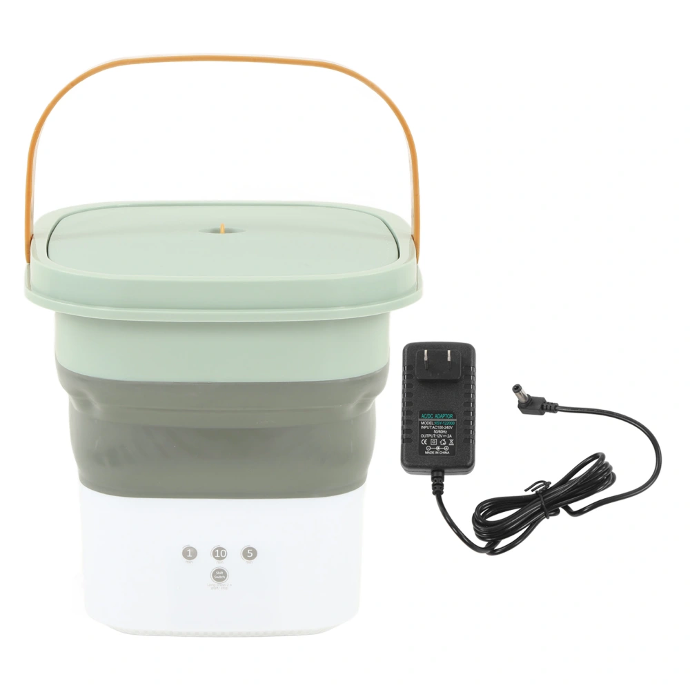 Portable Foldable Washing Machine Large Capacity Low Noise Mini Small Washer for Home 100‑240V Green+White US Plug