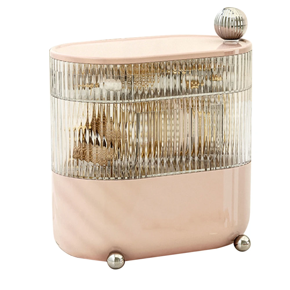 Desktop Storage Box 3 Tier Rotating Divided Organizer for Jewelry Data Cable Cosmetic Cream Pink