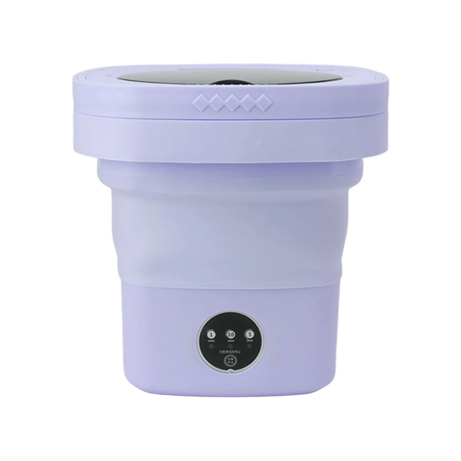 6.5L Washing Machine Folding Portable Automatic Deep Cleaning Wash and Spin Dry Washer with Water Tube 100‑240V Purple US Plug