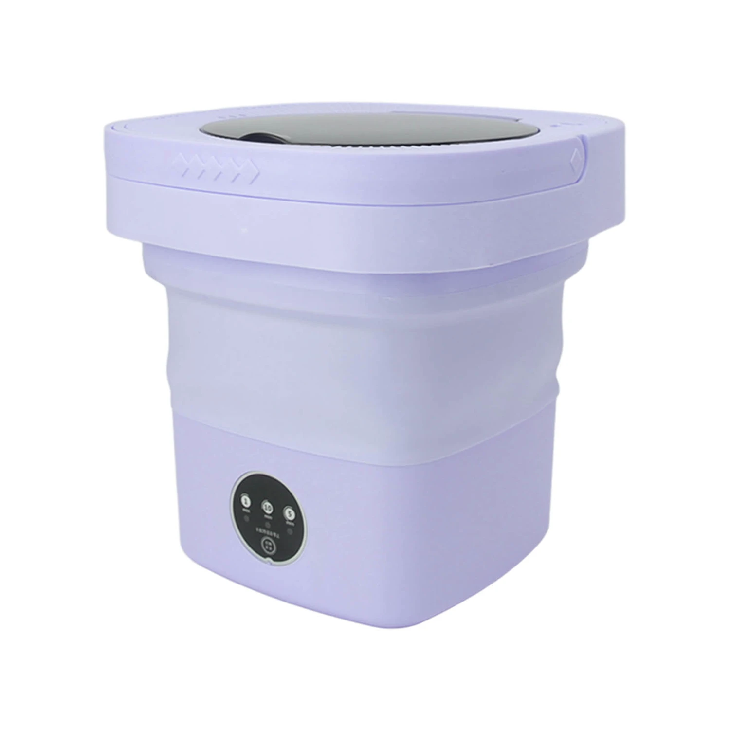 6.5L Washing Machine Folding Portable Automatic Deep Cleaning Wash and Spin Dry Washer with Water Tube 100‑240V Purple US Plug