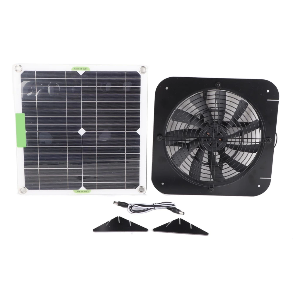 100W 18V Solar Panel Powered Exhaust Fan 13.5 Inch Solar Powered Attic Ventilator for Pet House Chicken Coop RV Greenhouse