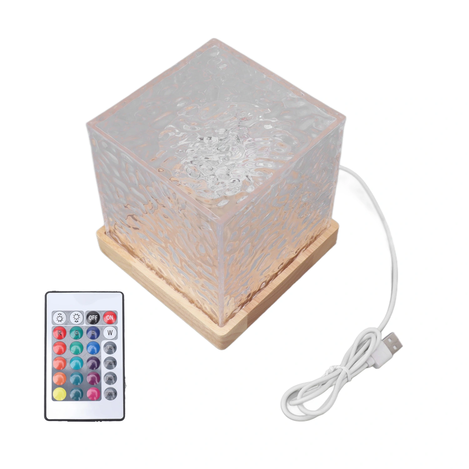 RGBW Light 16 Color Crystal Light Squared Dynamic Projection Remote Table Light for Living Room Office