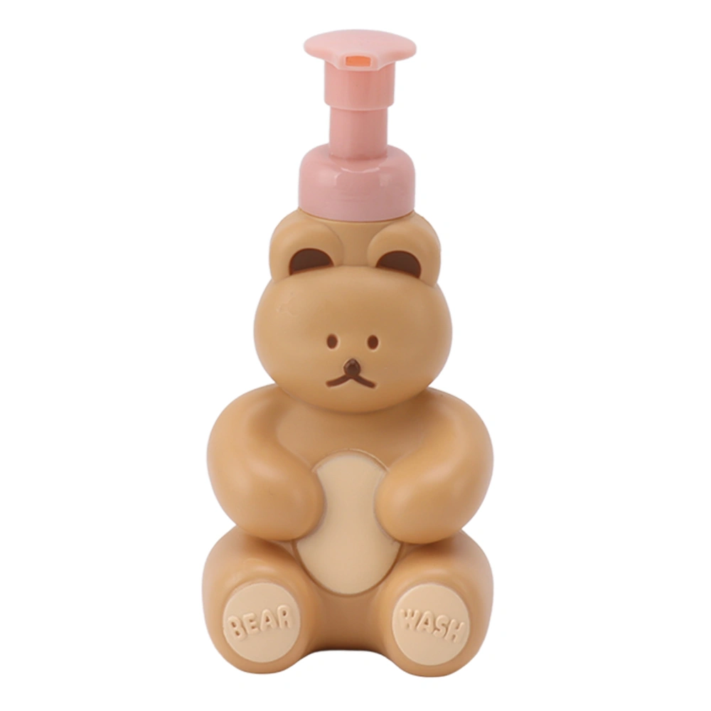 Empty Liquid Hand Soap Dispenser Bottle Shampoo Conditioner Shower Container Pump Bottle For Hand Washing Cartoon Bear Shape Large Milk Tea Color