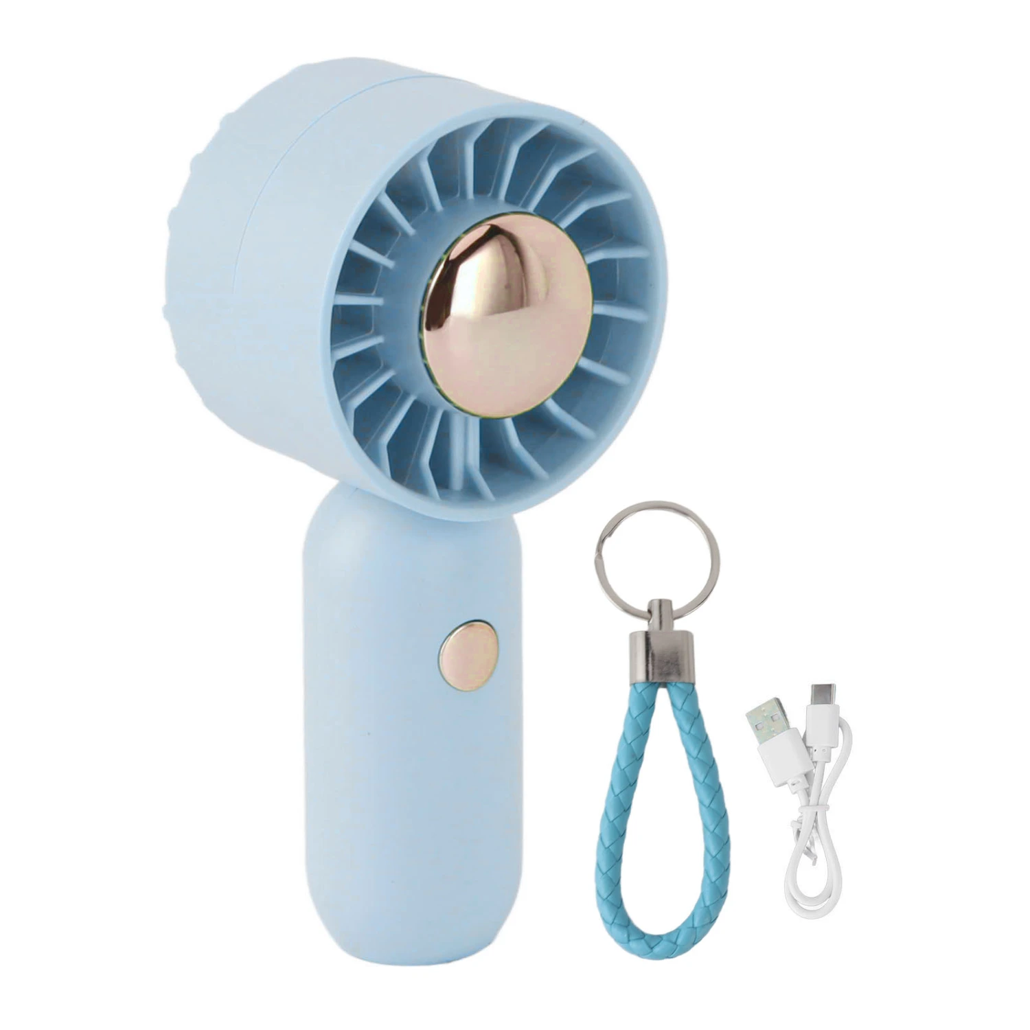 Hand Held Fan Outdoor Portable USB Rechargeable Small Pocket Desk Fan for Students Blue