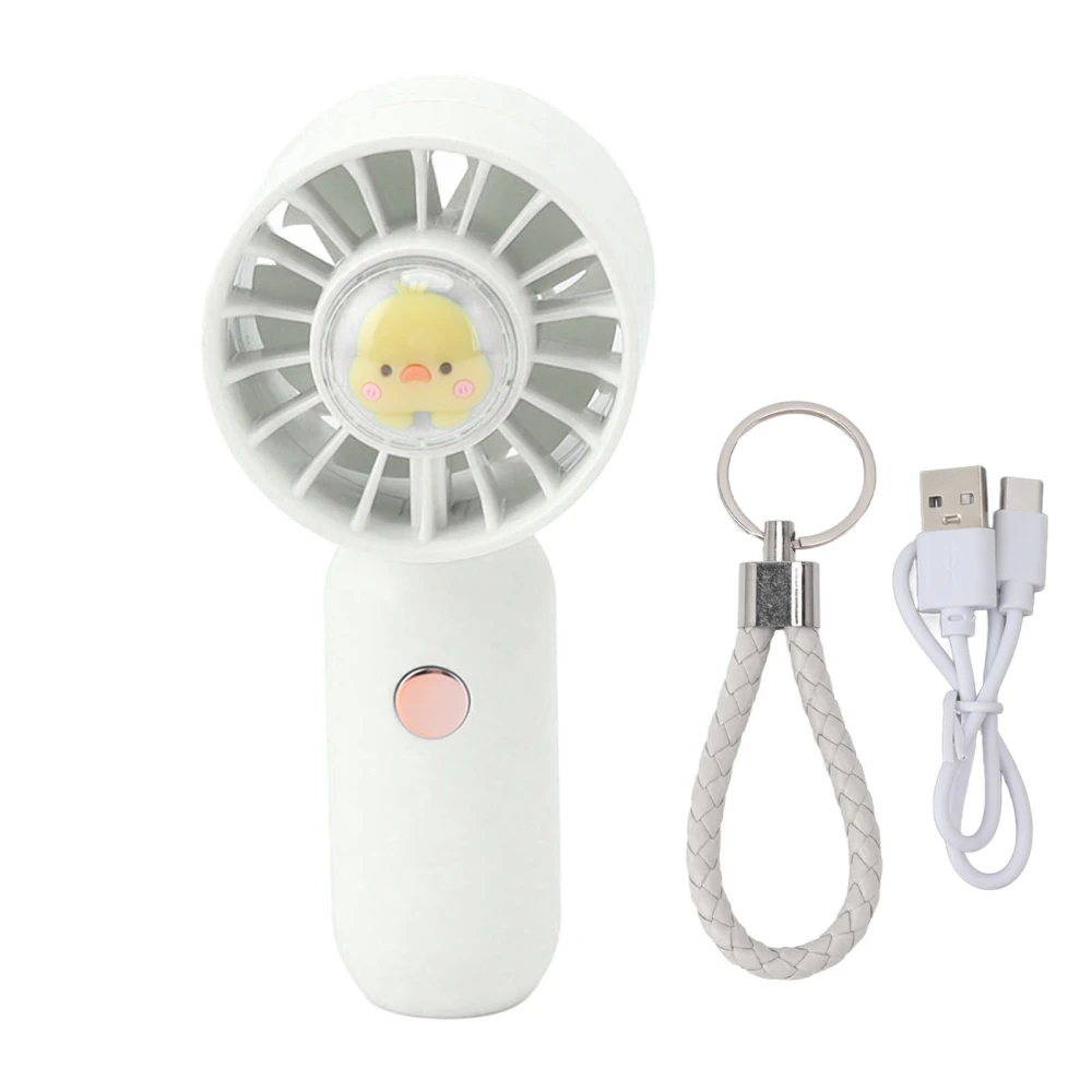 Handheld Fan Portable Mini USB Rechargeable Personal Electric Pocket Fan with Lanyard 500mAh Battery White