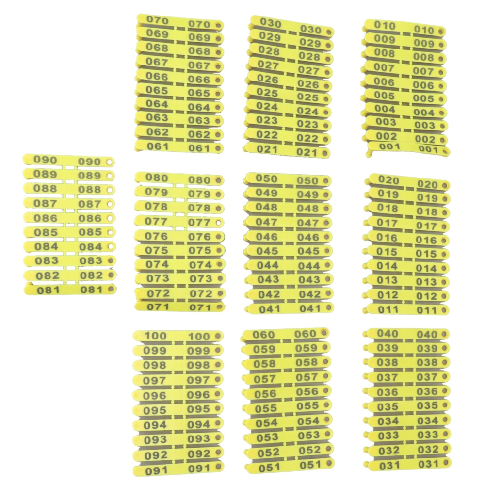 100PCS 001‑100 Number Plastic Livestock Tag Integrated Colorfast Livestock Ear Tags for Cattle Cows Sheep Pig Goats