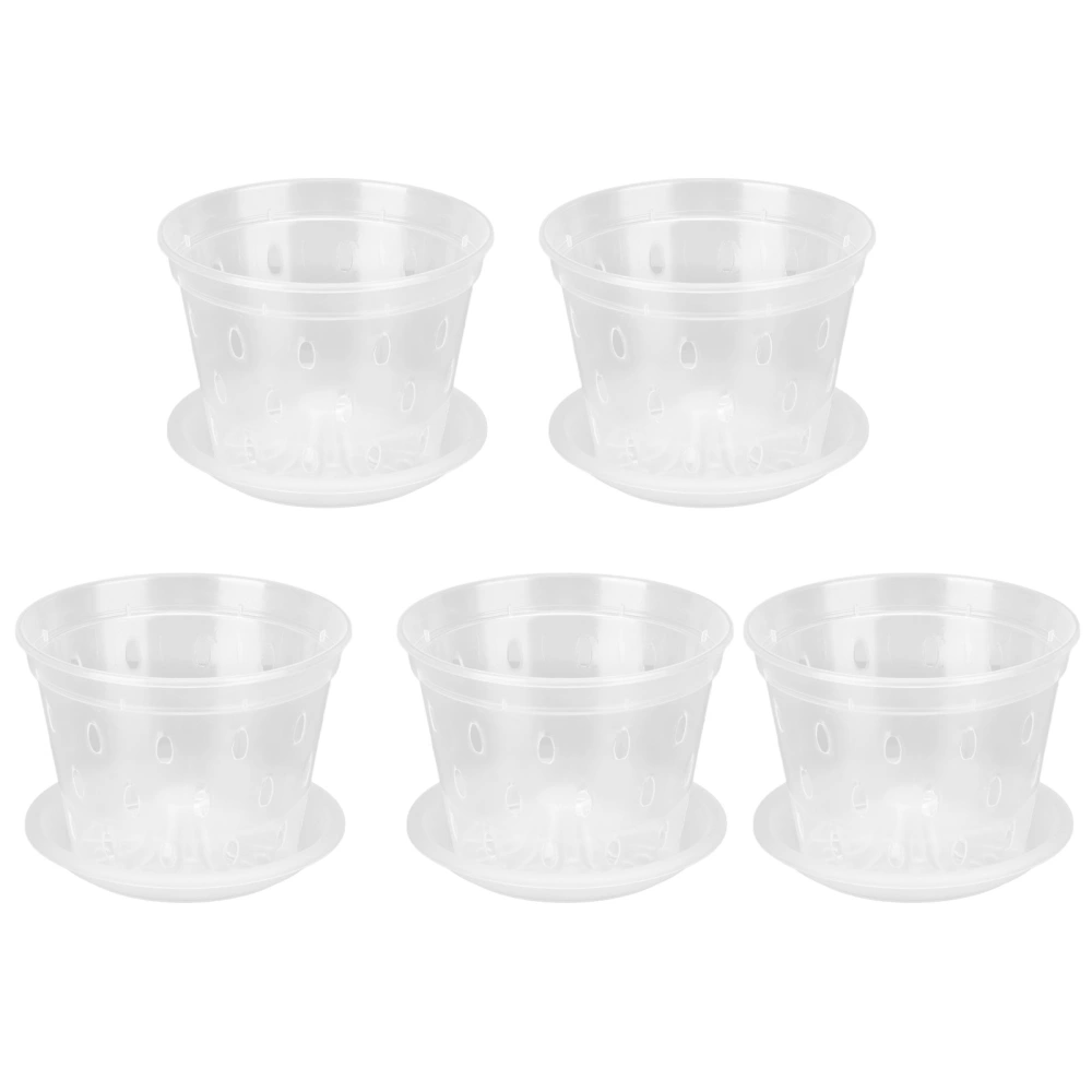 5 Sets Orchid Flower Pot Breathable Clear Orchid Planting Pot with Holes Saucers for Indoor Outdoor