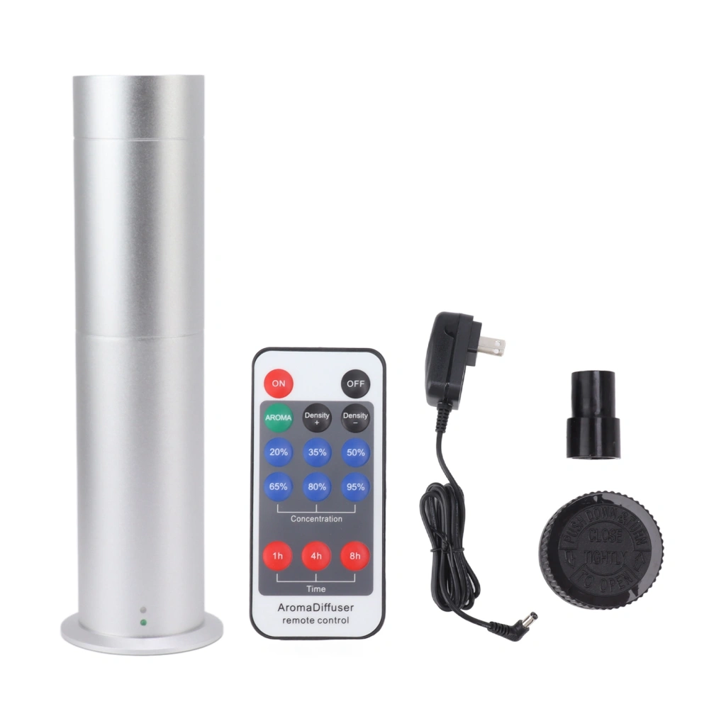 Intelligent Aromatherapy Machine 120ml 100‑240V Remote Control Cylindrical Aromatherapy Machine for Home Hotel Silver US Plug