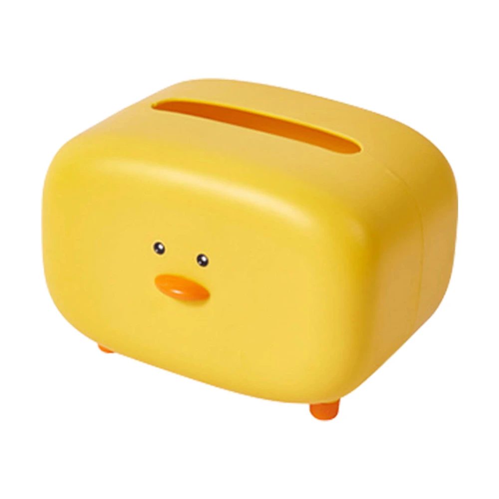 Duck Pattern Tissue Box Cartoon Lovely Yellow Paper Towel Napkin Holder Box for Bathroom Desktop Use (15.5x19.8x14cm/6.1x7.8x5.5in)