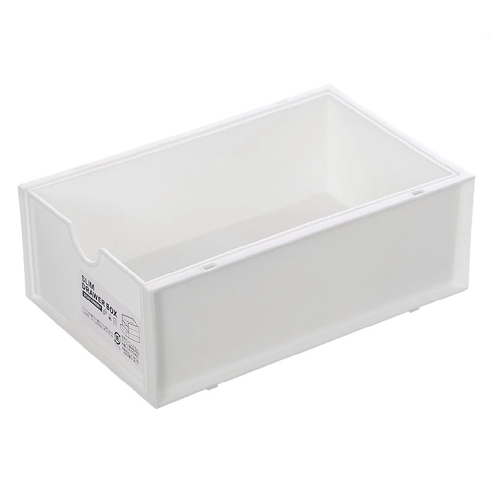 Desktop Storage Box Plastic Desk Makeup Organizer Stationery Supplies Storage Box with Drawer White