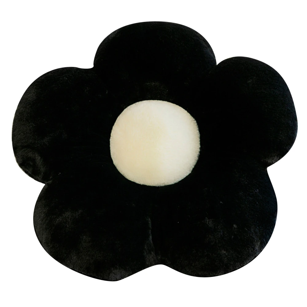 Flower Shaped Cushion Cute Soft Plush Decorative Throw Pillow for Bedroom Living Room Sofa Chair 19.7 Inch Black