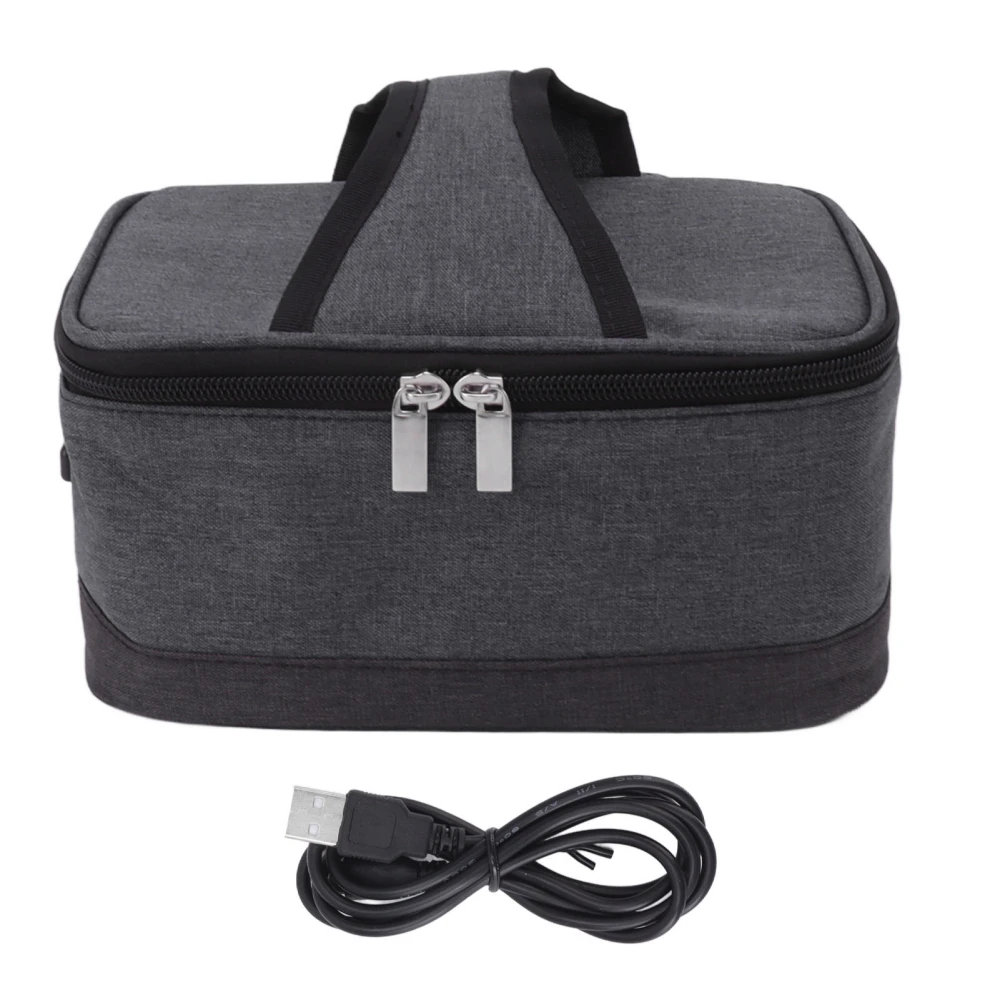 Portable Electric Lunch Box Food Heater USB Constant Heating Insulation Bag Heated Lunch Box Bag Light Gray