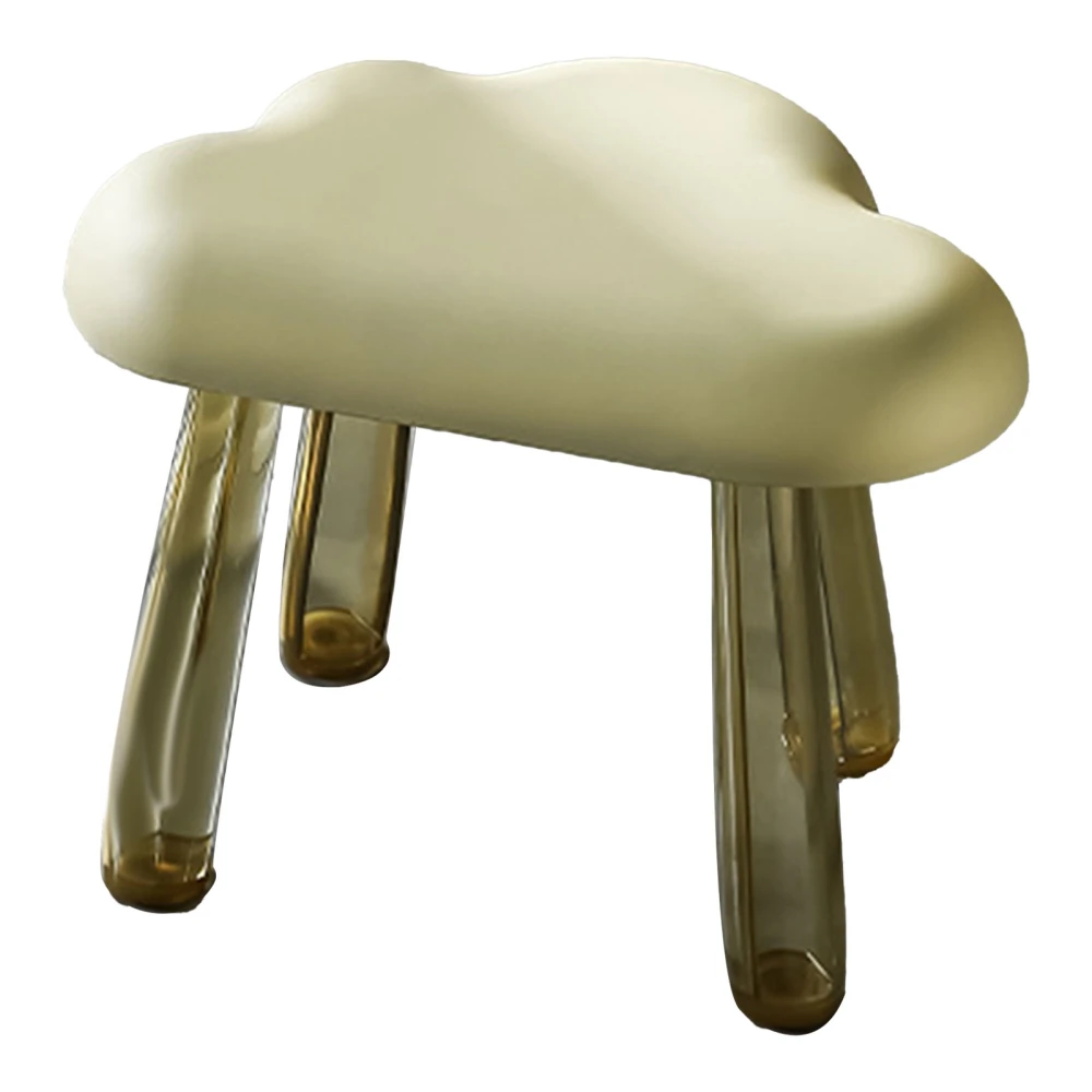 Children Stool Cloud Shape Top Transparent Leg Delicate Plastic Stool Gift Present Home Decoration Green