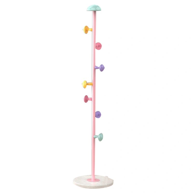 Stand Hanger Rack Metal 7 Hooks Removable Houseware Standing Coat Hanger for Bedroom Fairy Pink 167cm