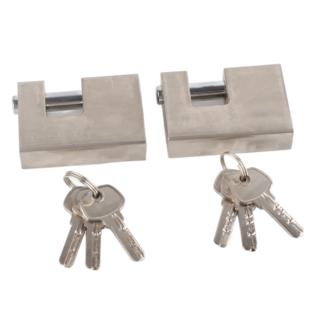 2pcs Heavy Duty Padlock Rectangle Waterproof Rustproof Monoblock Lock With 6 Keys Protector Lock For Garage Door