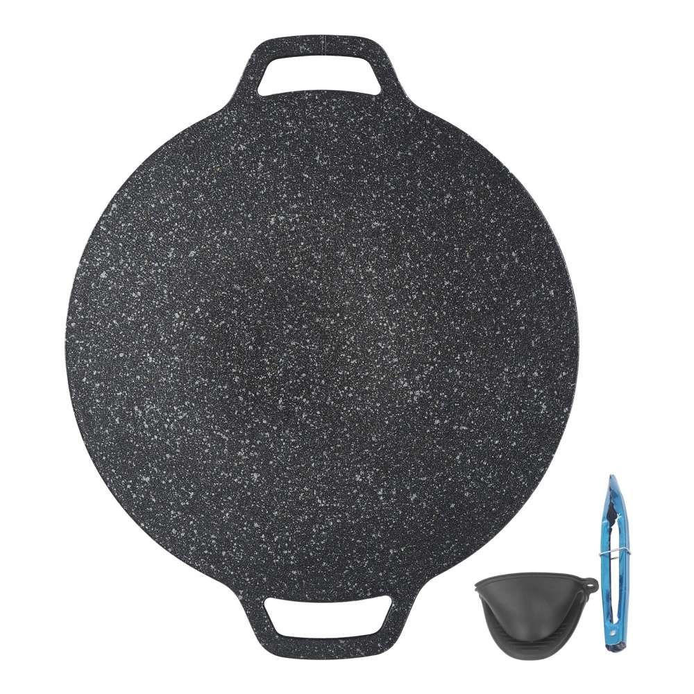 Korean BBQ Grill Pan Round High Thermal Conductivity Easy to Clean Barbecue Griddle for Indoor Outdoor Cooking 34cm/13.4in