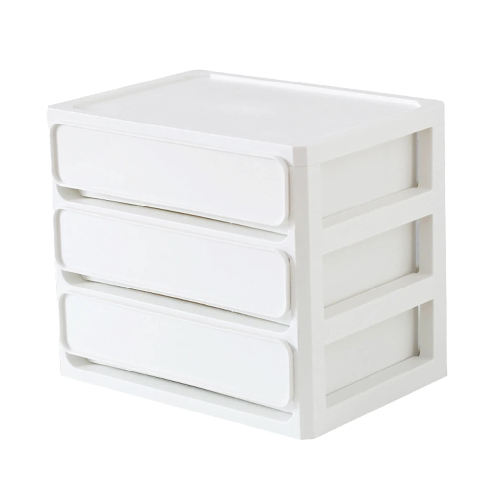 Storage Drawer Multi Layers Stackable Dustproof Desktop Storage Box Organizer for Student Dormitory Home Cosmetics 3 Layers White