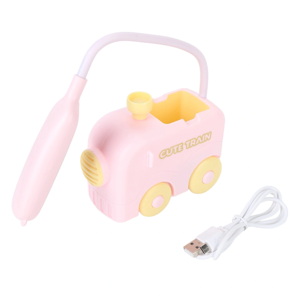 Mini Train LED Bedside Lamp Eye Protection Study Reading Light USB Charging with Pen Holder for Children Pink