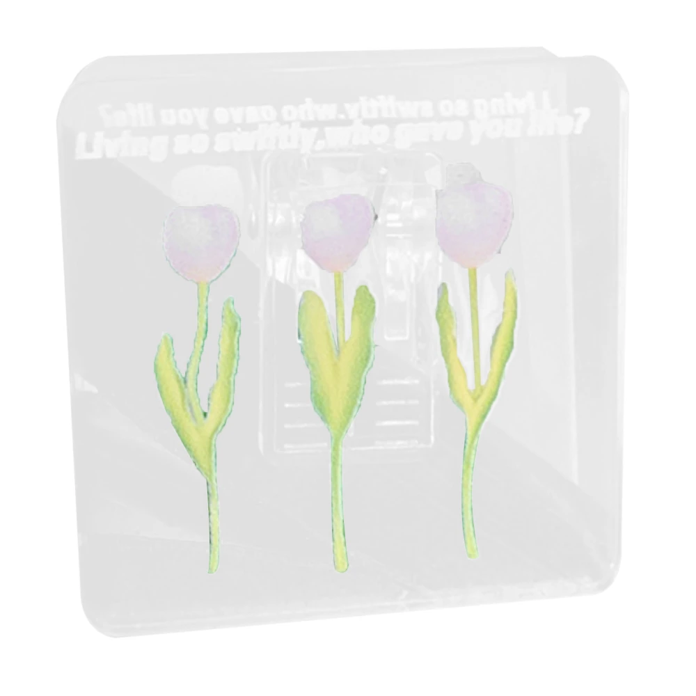 Double Sided Photo Clip Acrylic Tulip Pattern Multifunctional Transparent Paper Clamp for Organization Light Pink