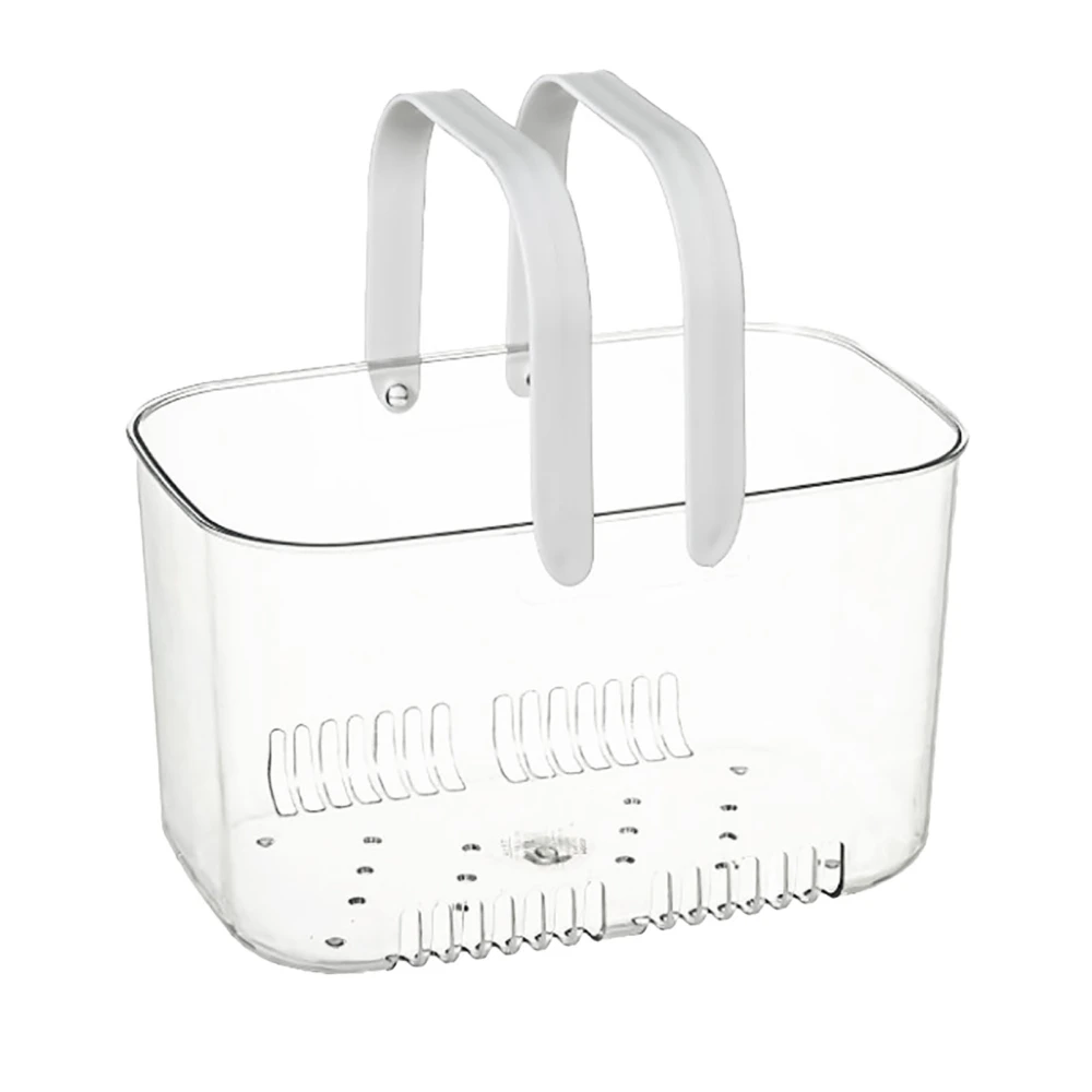 Clear Hand Basket Comfortable Handle Ventilation Holes Easy Access Versatile Fruit Storage Basket for Camping White