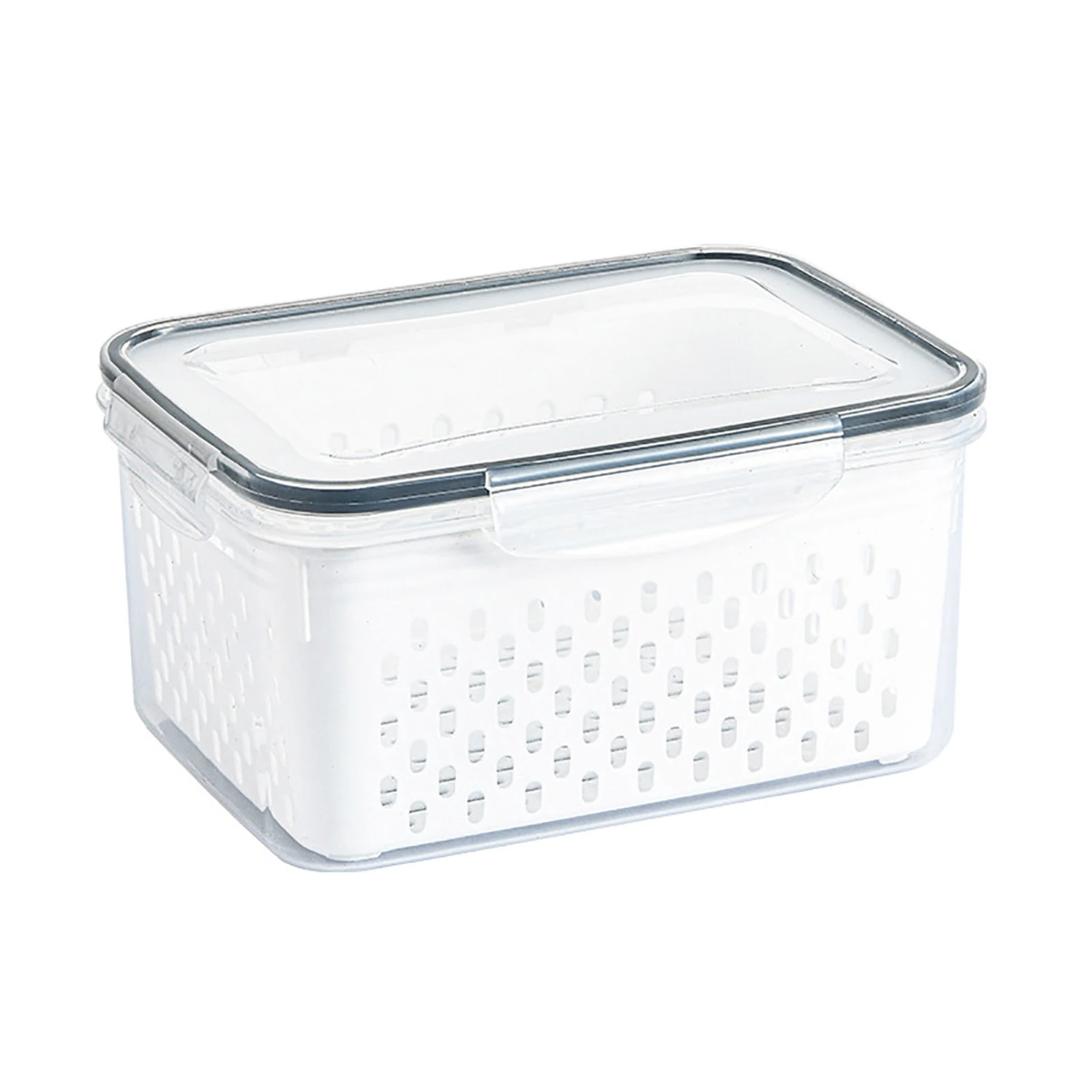 Drain Storage Basket Box Transparent Fruit Vegetable Storage Container for Kitchen Supplies 1750ML